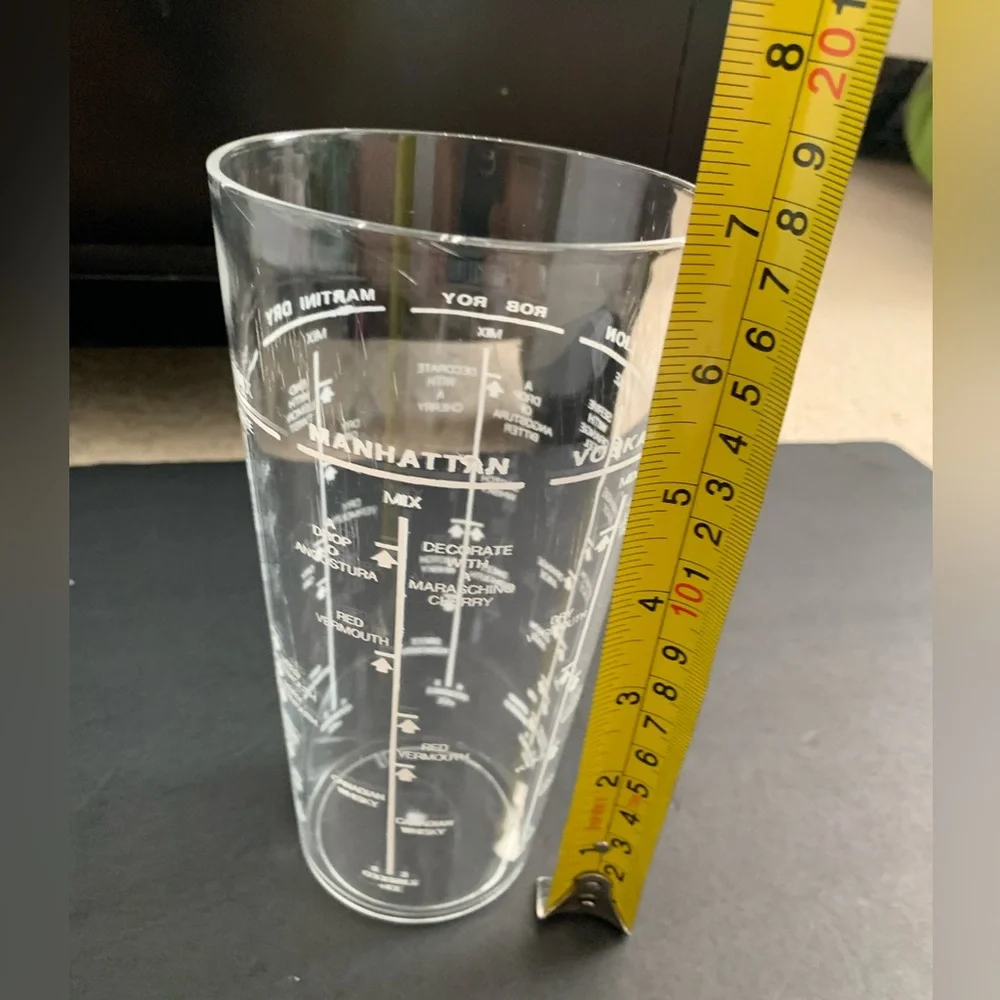 Drink Mixer Tumbler Cup Cocktails Cheat Sheet Clear Plastic Tall